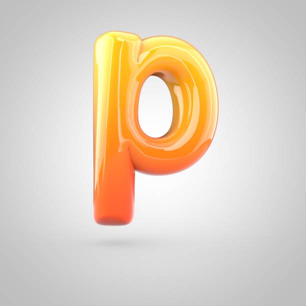 istock Glossy orange and yellow gradient paint alphabet letter P lowercase isolated on white background 672489910