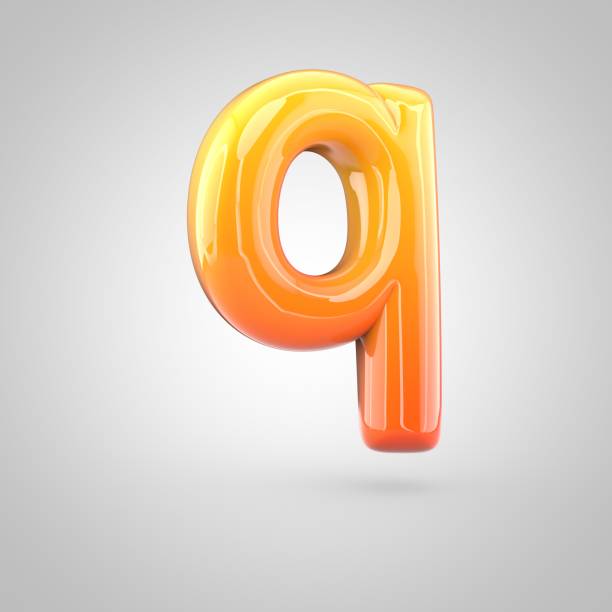 istock Glossy orange and yellow gradient paint alphabet letter Q lowercase isolated on white background 672489998