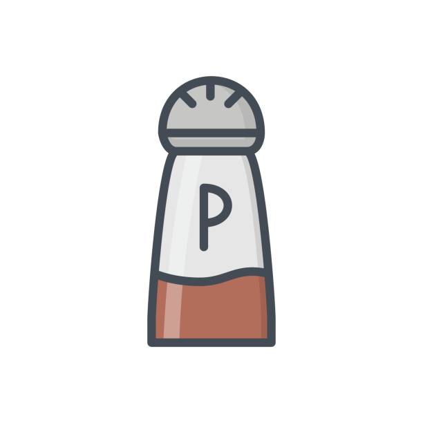 ilustraciones, imágenes clip art, dibujos animados e iconos de stock de trabajo servicio restaurante color icono pimienta coctelera amoladora - condiment food silhouette salt shaker