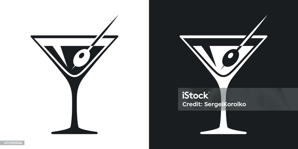 Vector martini glass icon. Two-tone version Vector martini glass icon. Two-tone version on black and white background Martini stock vector
