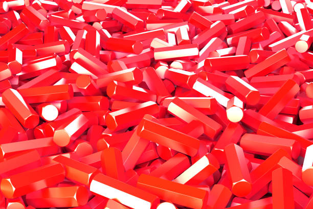 istock A pile of red hexagon details 672496878