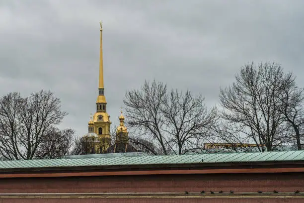 Photo of Peter and Paul Fortress, the original citadel of St. Petersburg,  Russia, founded by Peter the Great in 1703