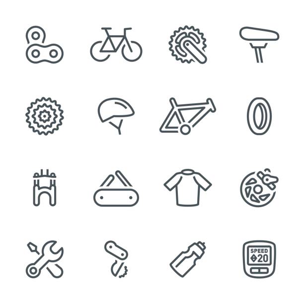 ilustraciones, imágenes clip art, dibujos animados e iconos de stock de iconos de bicicleta - bicycle frame