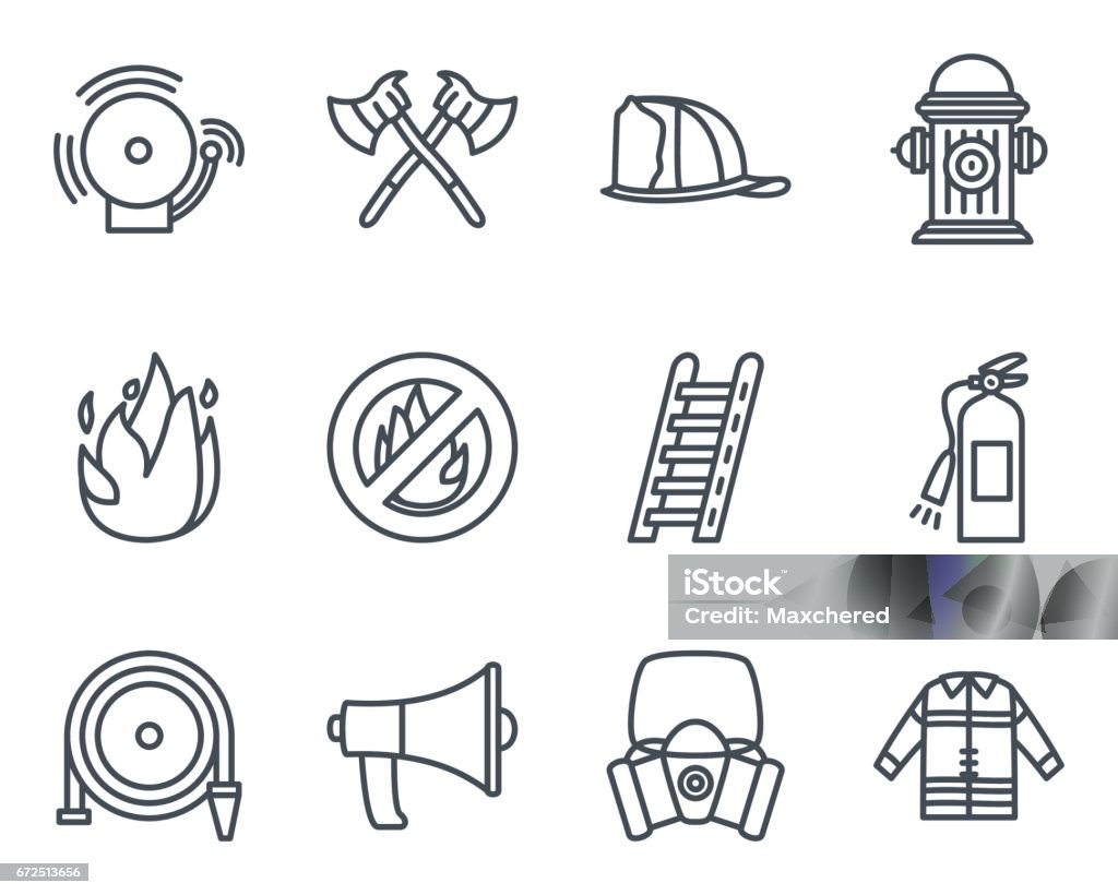 Work Service Line Icon FireFighter This is Colored, Silhouette and outlined hight quality icons Accidents and Disasters stock vector
