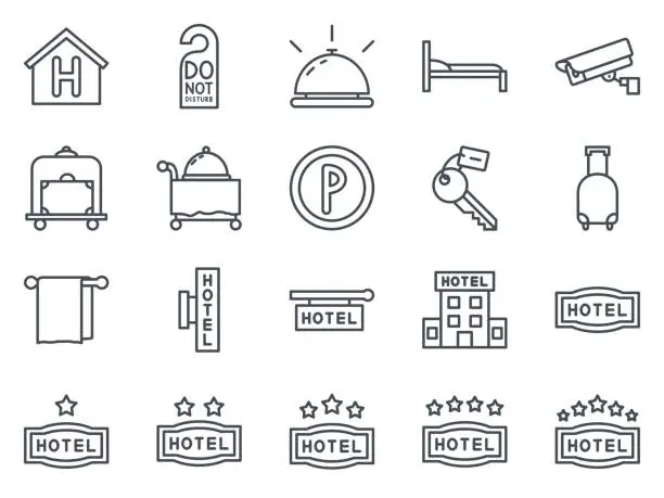 Vector illustration of Work Service Line Icon Hotel