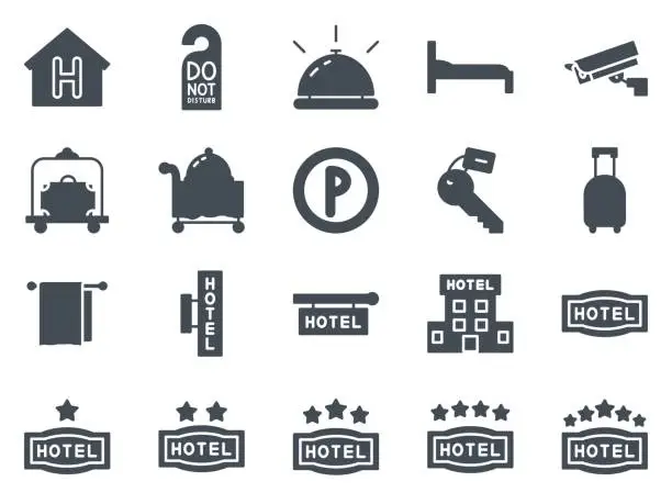 Vector illustration of Work Service Silhouette Icon Hotel