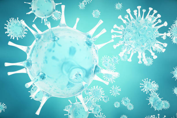 ilustrações de stock, clip art, desenhos animados e ícones de 3d illustration viruses in infected organism, viral disease epidemic, virus abstract background - flu virus russian influenza swine flu virus