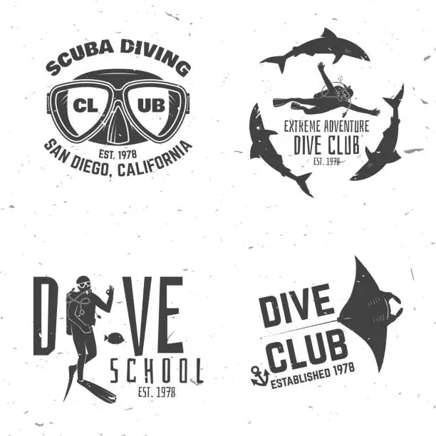 Vector illustration of Scuba diving club. Vector illustration