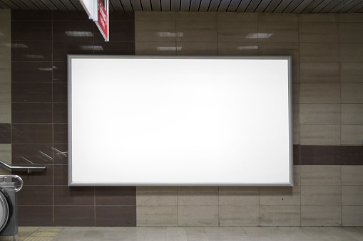 Blank billboard in subway