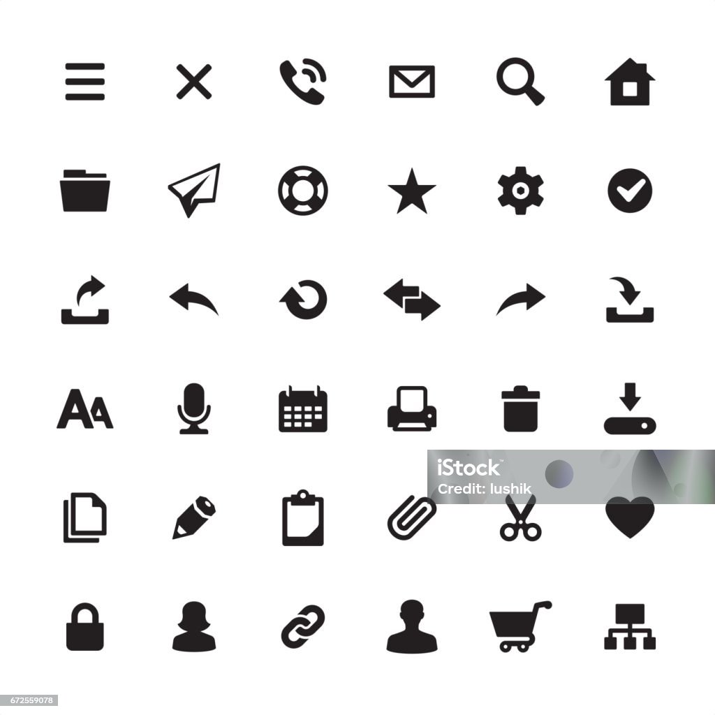 Homepage interface design required icons set Homepage design Ultimate pack #1 Graphical User Interface stock vector
