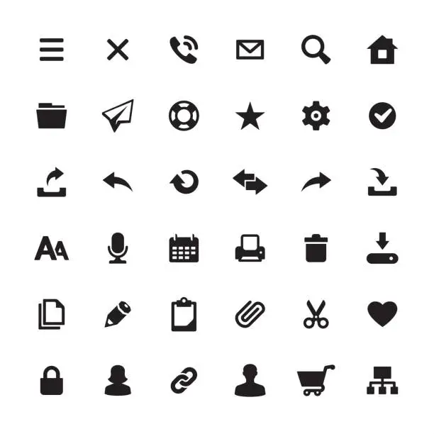 Vector illustration of Homepage interface design required icons set