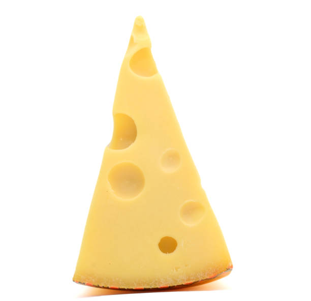 istock piece of swiss cheese isolated on white background 672559450