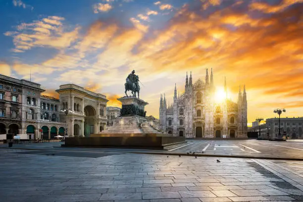 Duomo at sunrise, Milan, Europe.