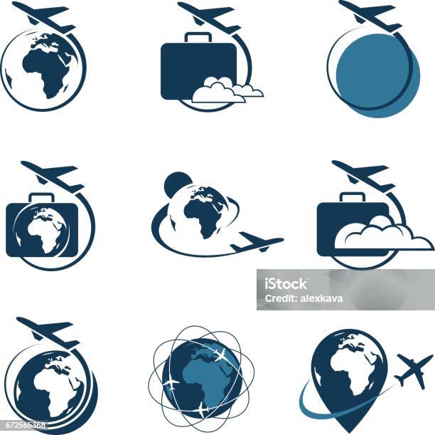 Travel Icon Set Stock Illustration - Download Image Now - Travel, Logo, Airplane