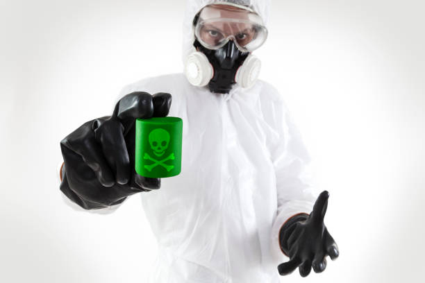 biotecnologia - radiation protection suit clean suit toxic waste biochemical warfare foto e immagini stock