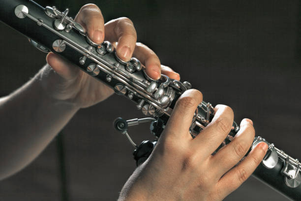 istock Female clarinet player in concert 672582320