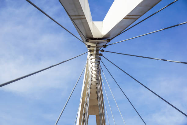 istock Cables and tower of the suspension bridge . 672586072