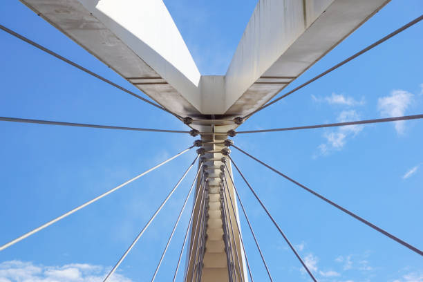 istock Cables and tower of the suspension bridge . 672586374