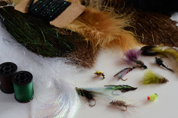 istock Baits and materials for fly fishing 672589508