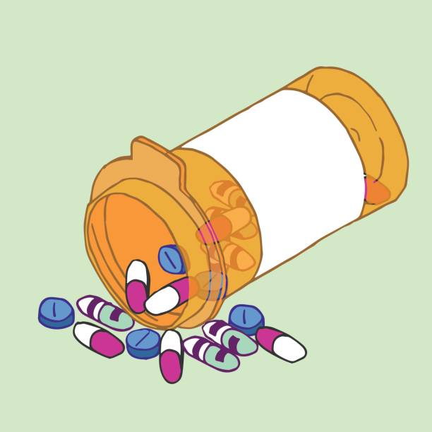 общие rx таблетки - medicine cabinet prescription pill bottle medicine stock illustrations