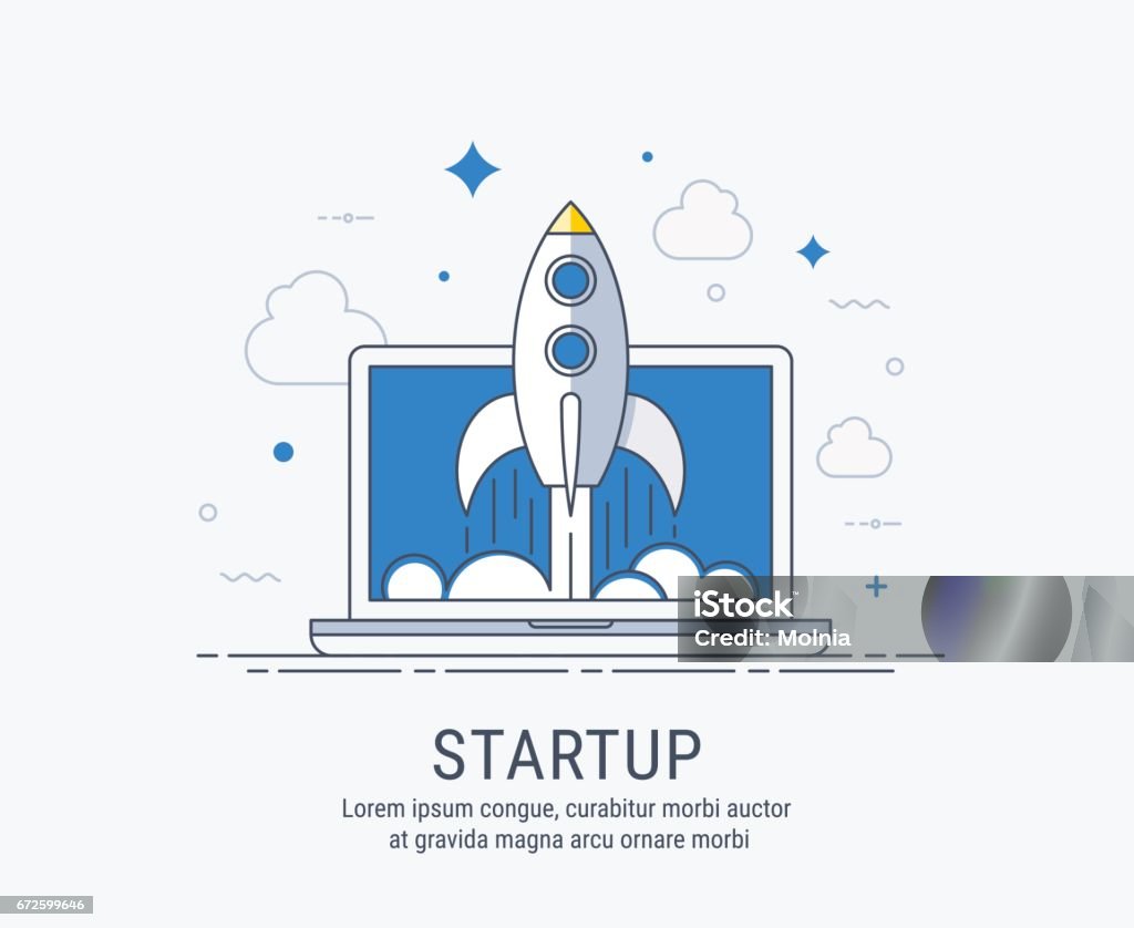 Startup vector illustration for web Startup flat modern vector illustration for web. Rocketship stock vector