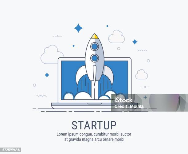 Startup Vector Illustration For Web Stock Illustration - Download Image Now - Rocketship, Ship Launch, Illustration