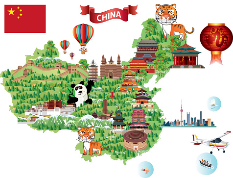 China Cartoon Map Stock Illustration - Download Image Now - Great Wall Of  China, Panda - Animal, Asia - iStock
