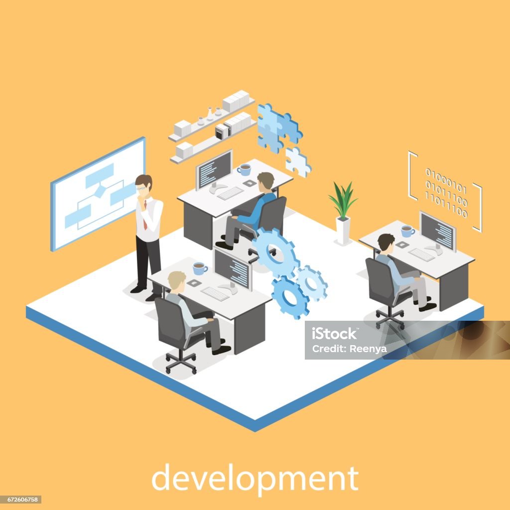 Flat 3d Vector Isometric Concept Illustration Of Office Software ...