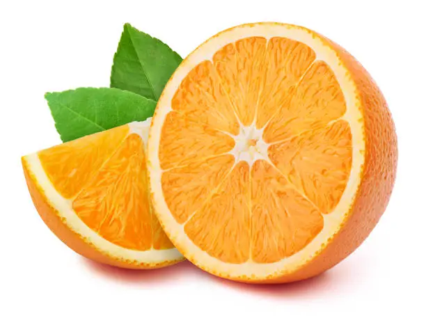 Photo of Orange slices isolated on white