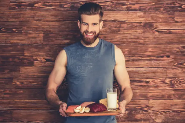 Photo of Man with healthy food