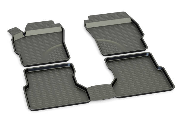 Car mats closeup, 3D rendering isolated on white background vector art illustration