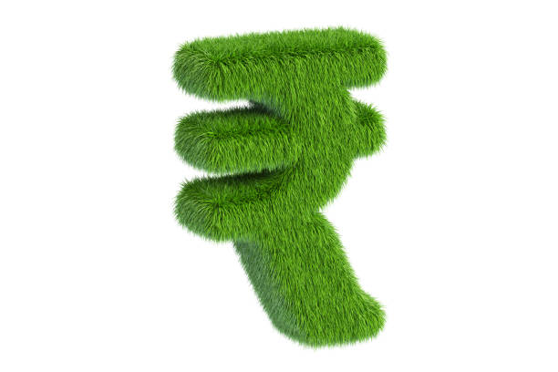 Grassy rupee symbol, 3D rendering isolated on white background Grassy rupee symbol, 3D rendering isolated on white background rupee symbol stock illustrations