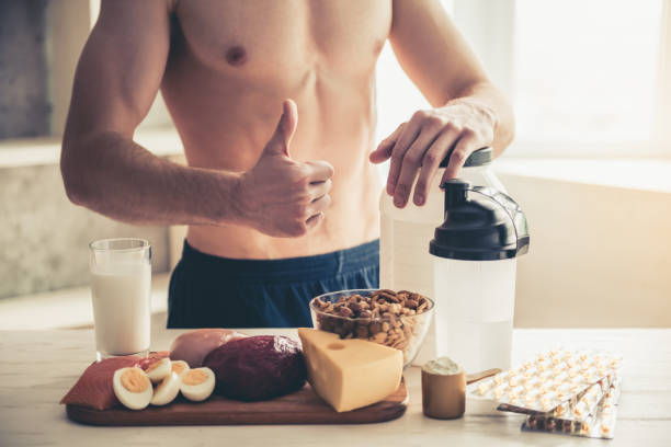 Man cooking healthy food stock photo