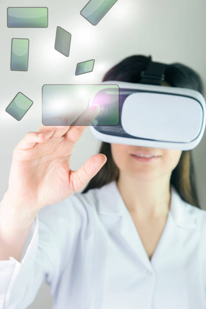 istock business woman pushing virtual button in web interface with her finger over white. 672630202