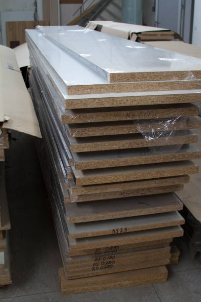 istock MDF, PARTICLE BOARD. Wood panels of different thicknesses and colors. 672637258