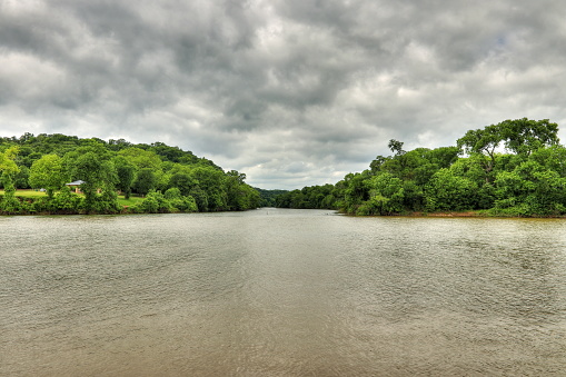 Confluence of the Brazos and Bosque river in Waco Texas
