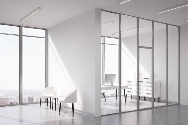 istock Waiting area and CEO room, glass 672650940
