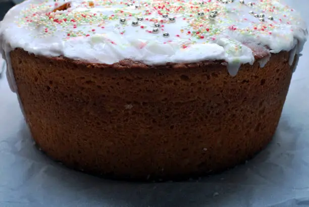 Typical cake with sugar glaze on top