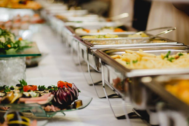 istock Catering food wedding buffet 672671870