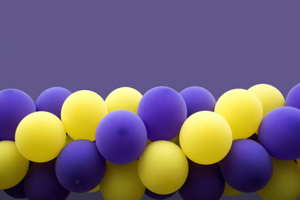 Beautiful blue, green and yellow balloons decorating a children's party