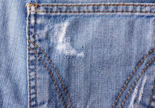 istock Jeans close-up, old, pocket back, front, crumpled, ragged. 672688930