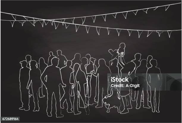 Family Gathering Party Stock Illustration - Download Image Now - Street Party, In Silhouette, Party - Social Event