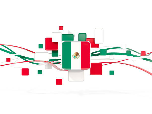 istock Flag of mexico, mosaic background with lines 672698210