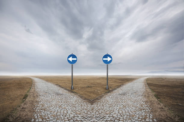 Direction Road sign direction on desert. two objects stock pictures, royalty-free photos & images