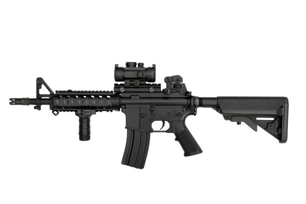 istock US Army weapon M4A1 carbine isolated on white background. 672724828
