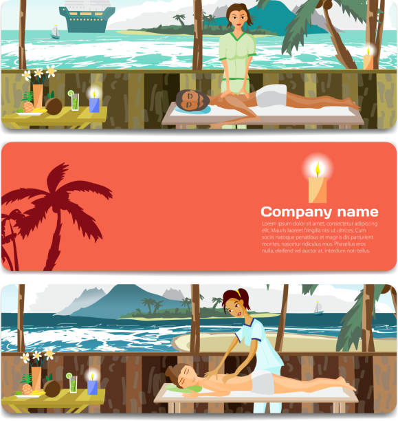 branding design dla salonu masażu - health spa gift backgrounds greeting card stock illustrations