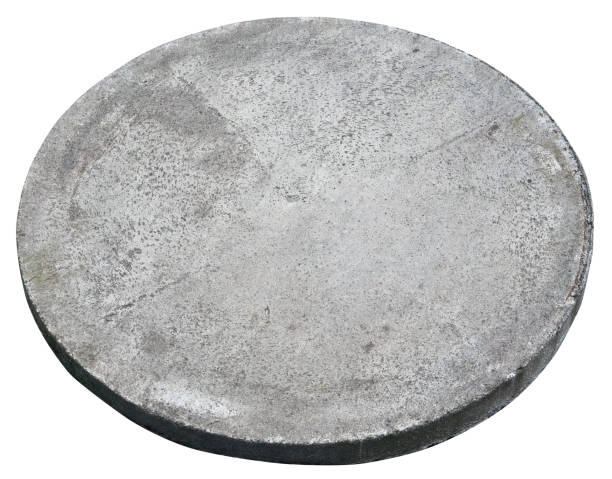 istock Round concrete cover  hatch for the sewerage system. Isolated on white 672741780