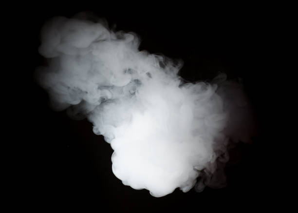istock Soft white clouds isolated on a black background illustration. Cloud of smoke or vape 672744238