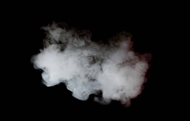 istock Soft white clouds isolated on a black background illustration. Cloud of smoke or vape 672744582