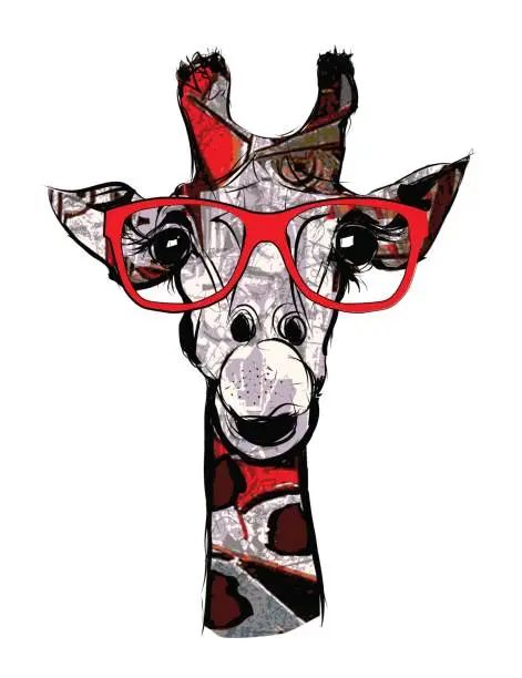 Vector illustration of Giraffe with sunglasses